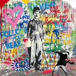 Chaplin by Mr. Brainwash - Original on Paper sized 36x36 inches. Available from Whitewall Galleries